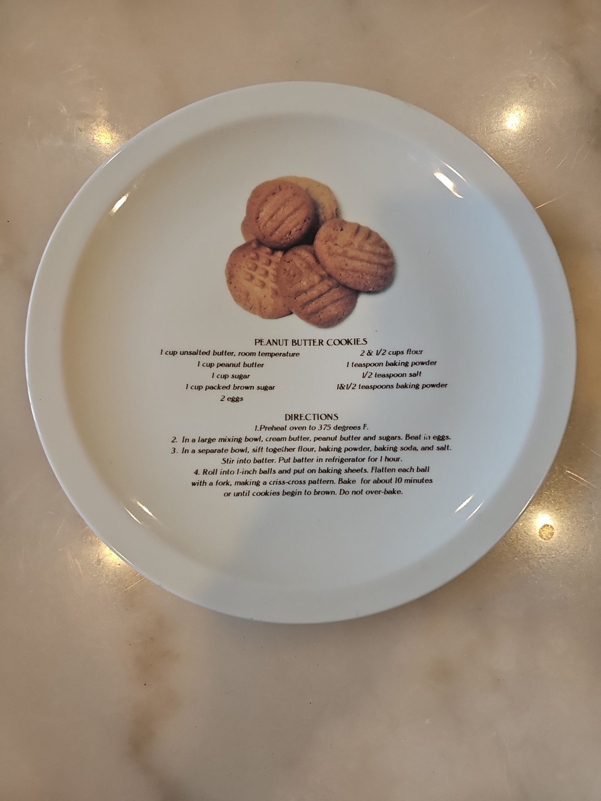 Vintage P.B. Cookie Recipe Plate Ceramic 10” Retro Kitchen Decor Cottagecore 