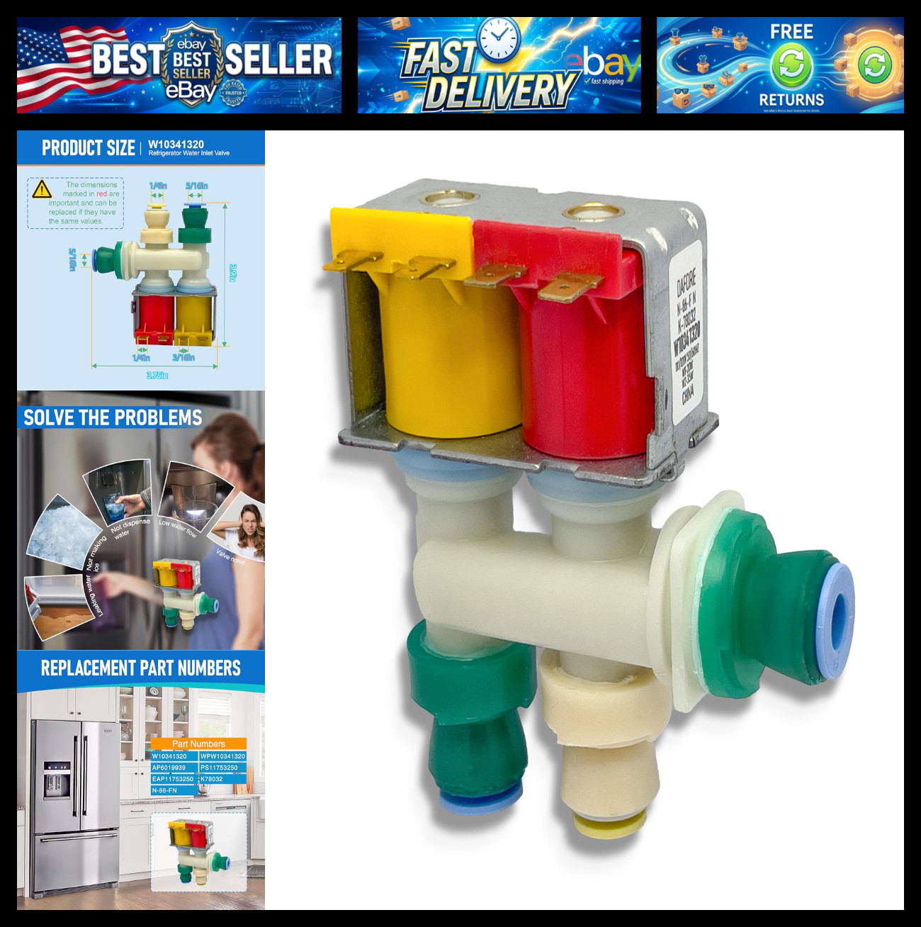 Upgraded W10341320 WPW10341320 Refrigerator Water Inlet Valve Compatible with Wh