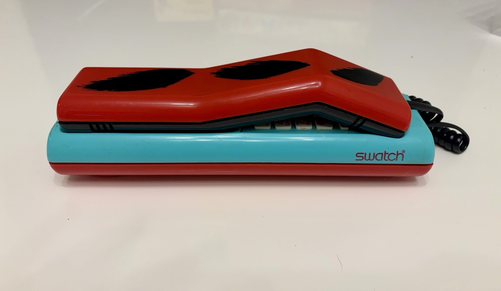 Vintage 1987 Swatch Twin Phone Tested Working Red And Turquoise