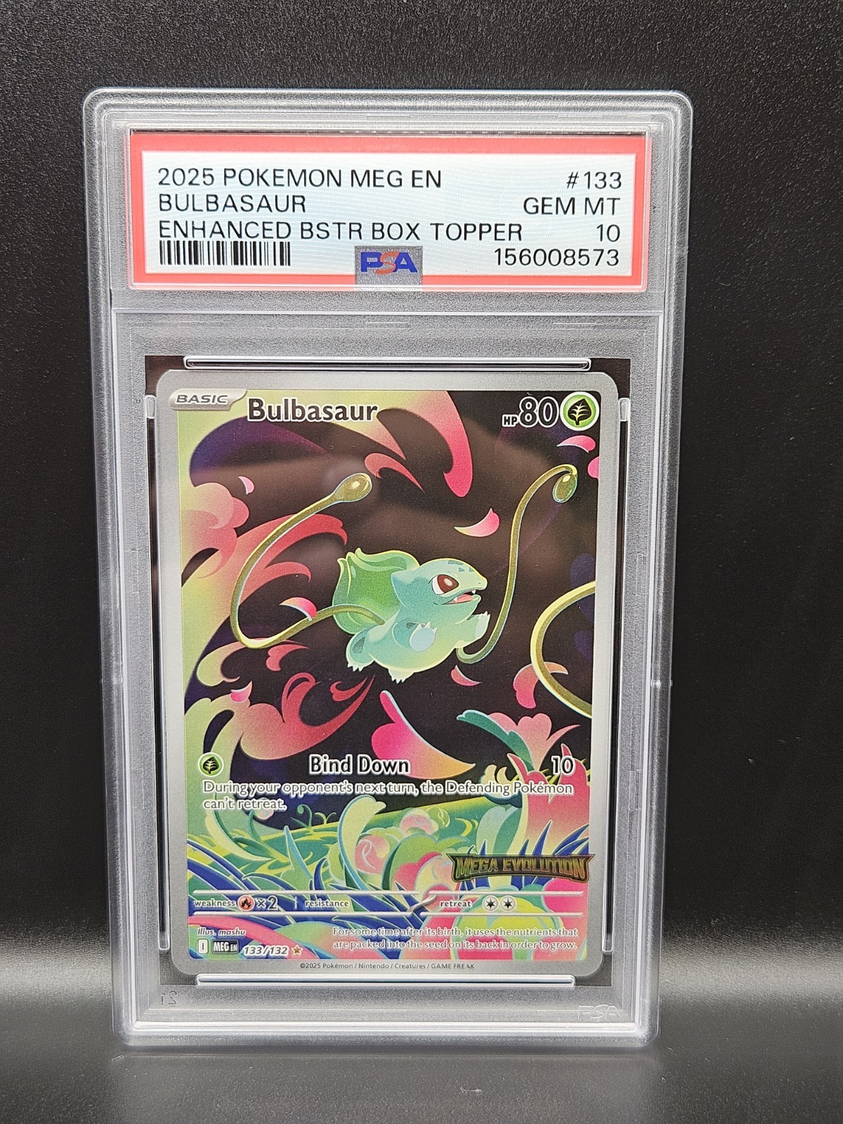 Pokémon Mega Evolution Stamped Bulbasaur 133/132 Promo PSA 10