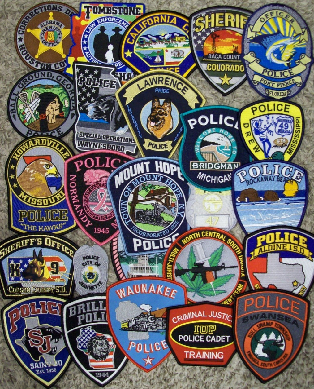 *NEW*  *CLEARANCE*  25 Total Various Police Patches Set # 8 NO DUPLICATES IN SET
