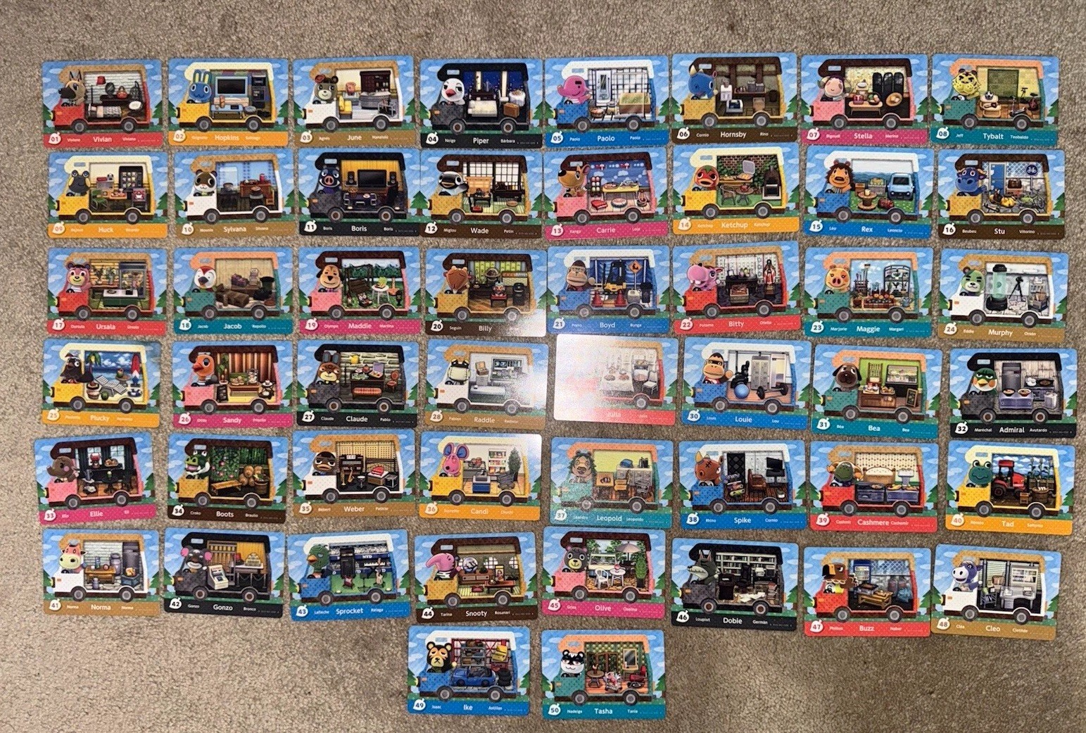 Complete Animal Crossing NA Welcome Amiibo RV Card Set #01-50 Authentic Nintendo