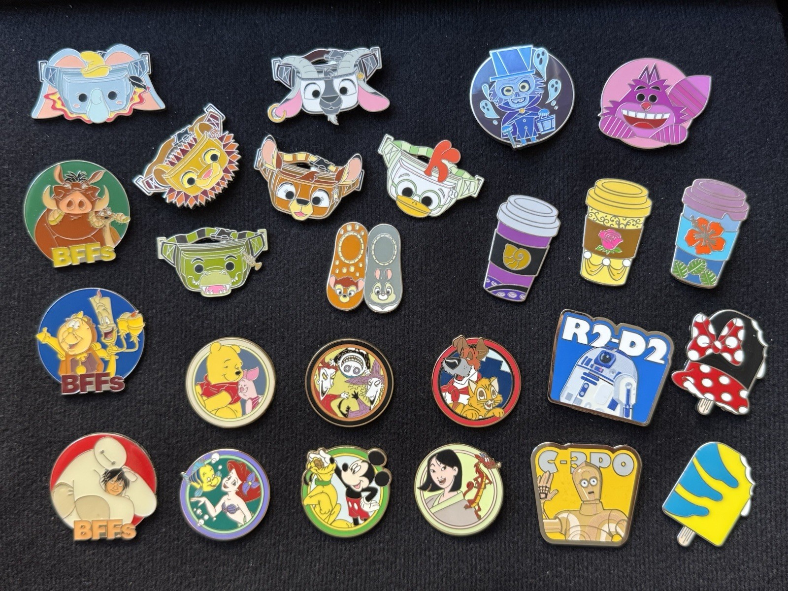 Lot Of 25 Disney Mystery Pack Pins Ariel Mickey BFFs R2-D2 Simba Dumbo Hatbox