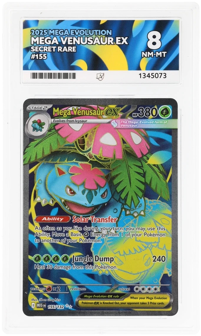 2025 Pokemon TCG Mega Venusaur EX Mega Evolution #155/132 Ace Grade 8