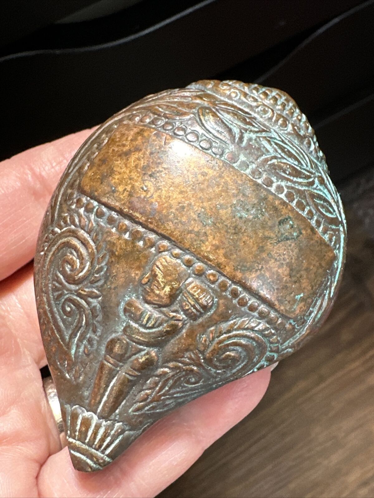Unique Antique Bronze Shell Shaped Paperweight