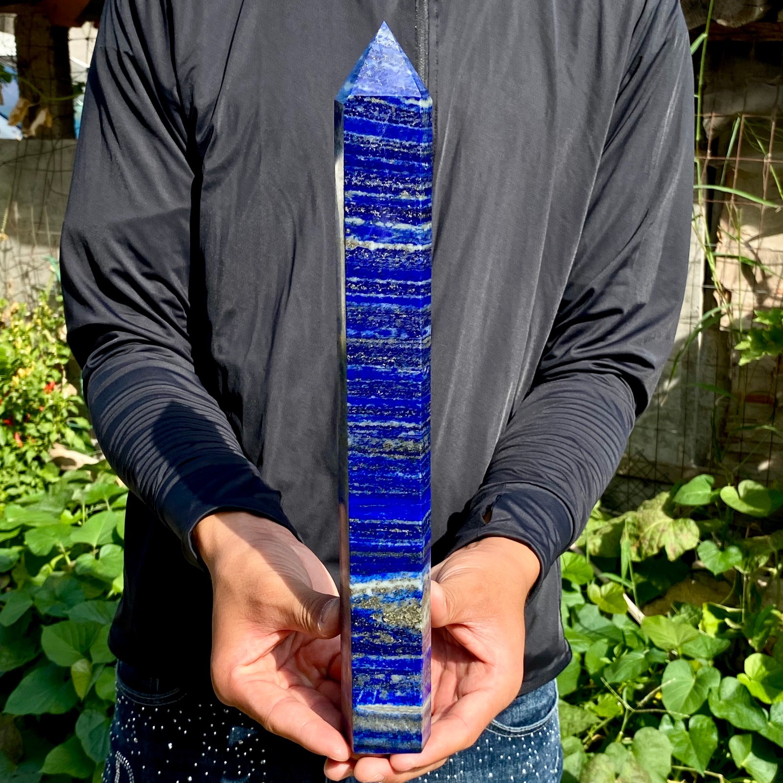 2.06LB Large Natural Lapis lazuli quartz crystal obelisk point wand aura healing