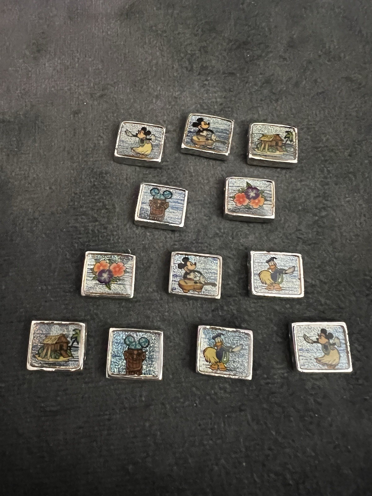Lot of 12 Disney Italian Charm Links Mickey Minnie Hawaiian Hula Stainless 9mm