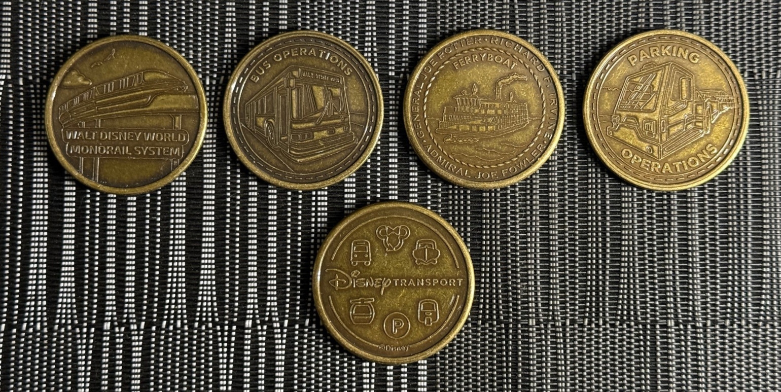 2025-26 DISNEY TRANSPORT +MONORAIL COLLECTION SET OF 4 GOLD MEDALLION COINS WDW