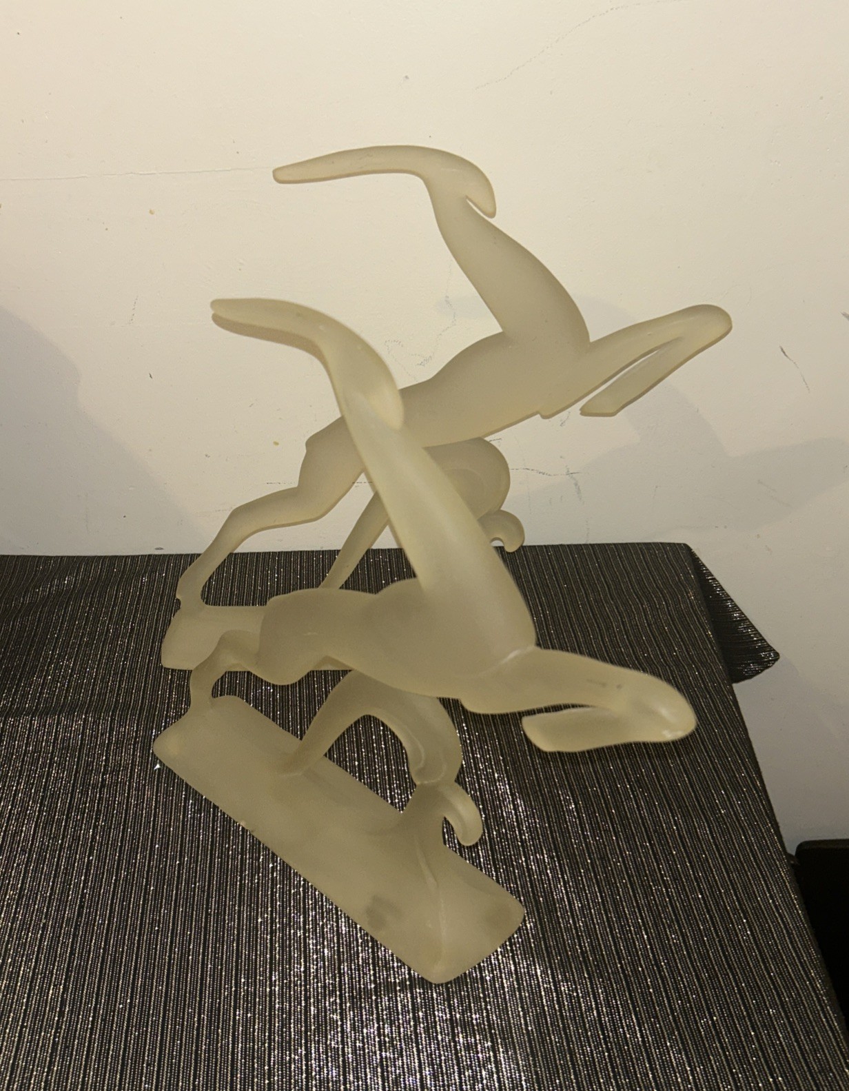 Pair Vintage 15” Acrylic Lucite Frosted Gazelle Antelope David Fisher MCM-READ