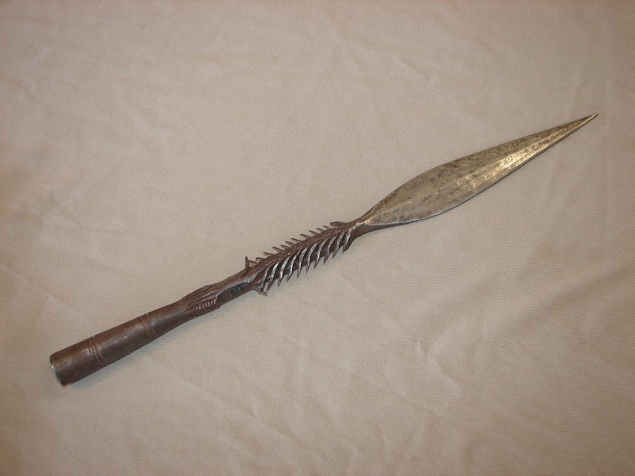 Vintage Ornate Barbed Spear Head Harpoon - Nice