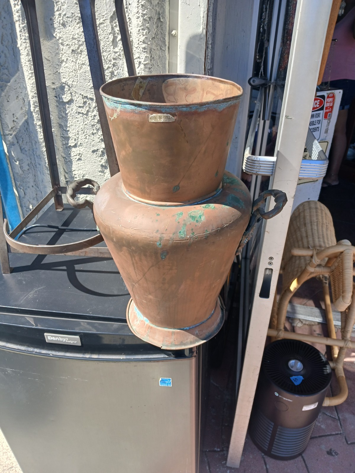 Antique Victorian Dovetailed Copper Floor Vase Planter