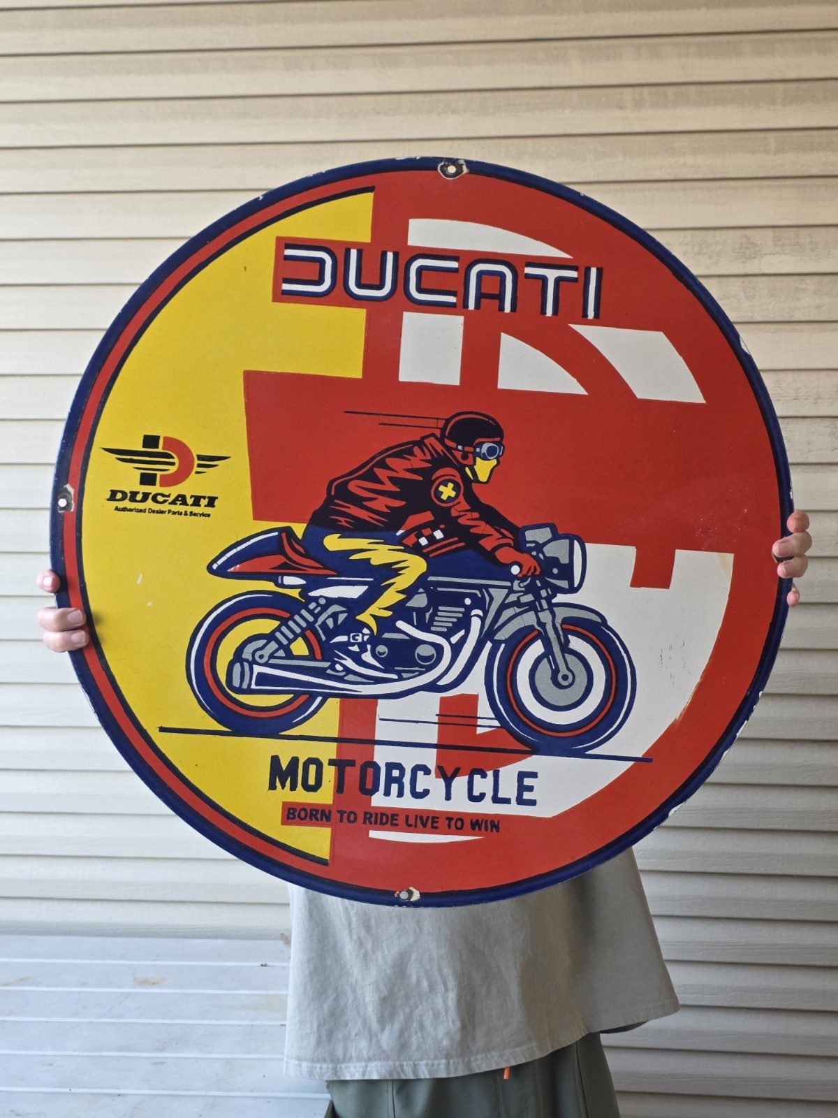 HUGE VINTAGE DUCATI MOTORCYCLE PORCELAIN SIGN 29