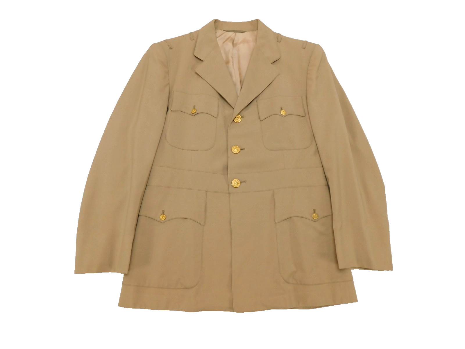 US Navy Khaki Coat 40 Named Captain Service Dress Jacket Vintage Uniform 1956