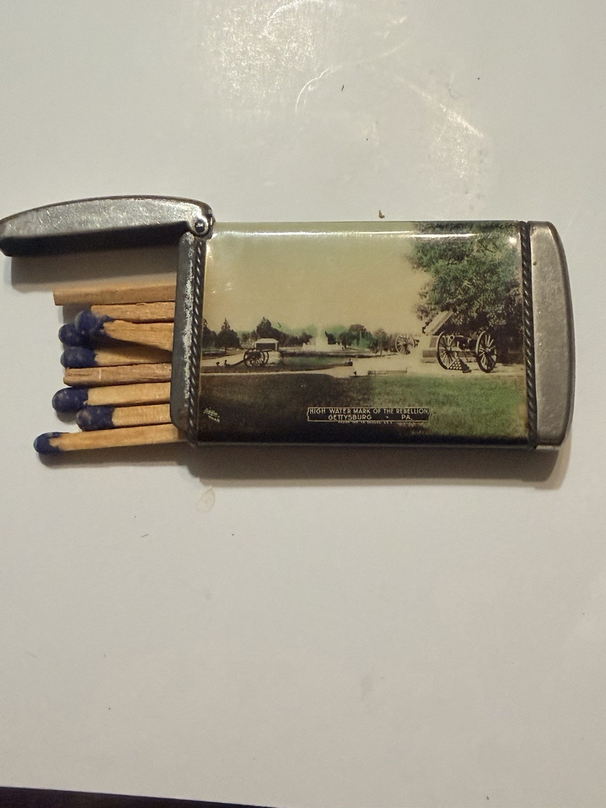 Gettysburg PA General Lee Headquarters Match Safe Holder Civil War Souvenir