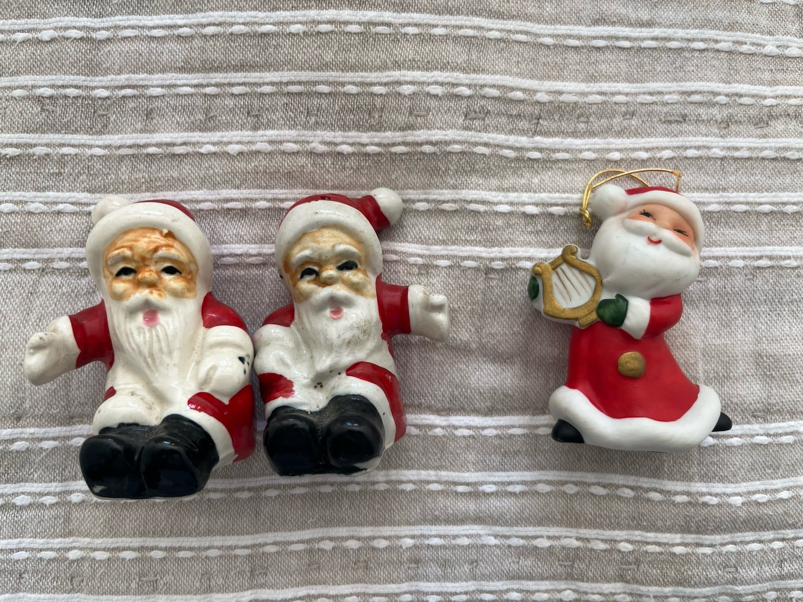 Vintage Ceramic Christmas Santa Lot Salt Pepper Shakers Ornament Japan
