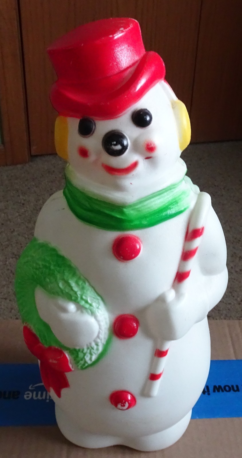 Vintage Empire Plastic Blow Mold Christmas 13” Snowman 1968 - No Light