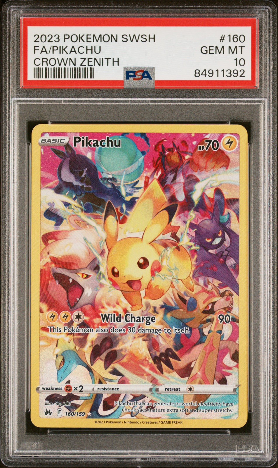 Pokémon TCG Pikachu Crown Zenith Holo Card 160/159 Secret Rare PSA 10