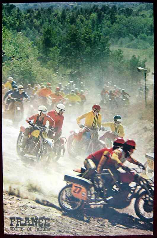 Original Poster France Sport Moto Bike Race Wood Dust