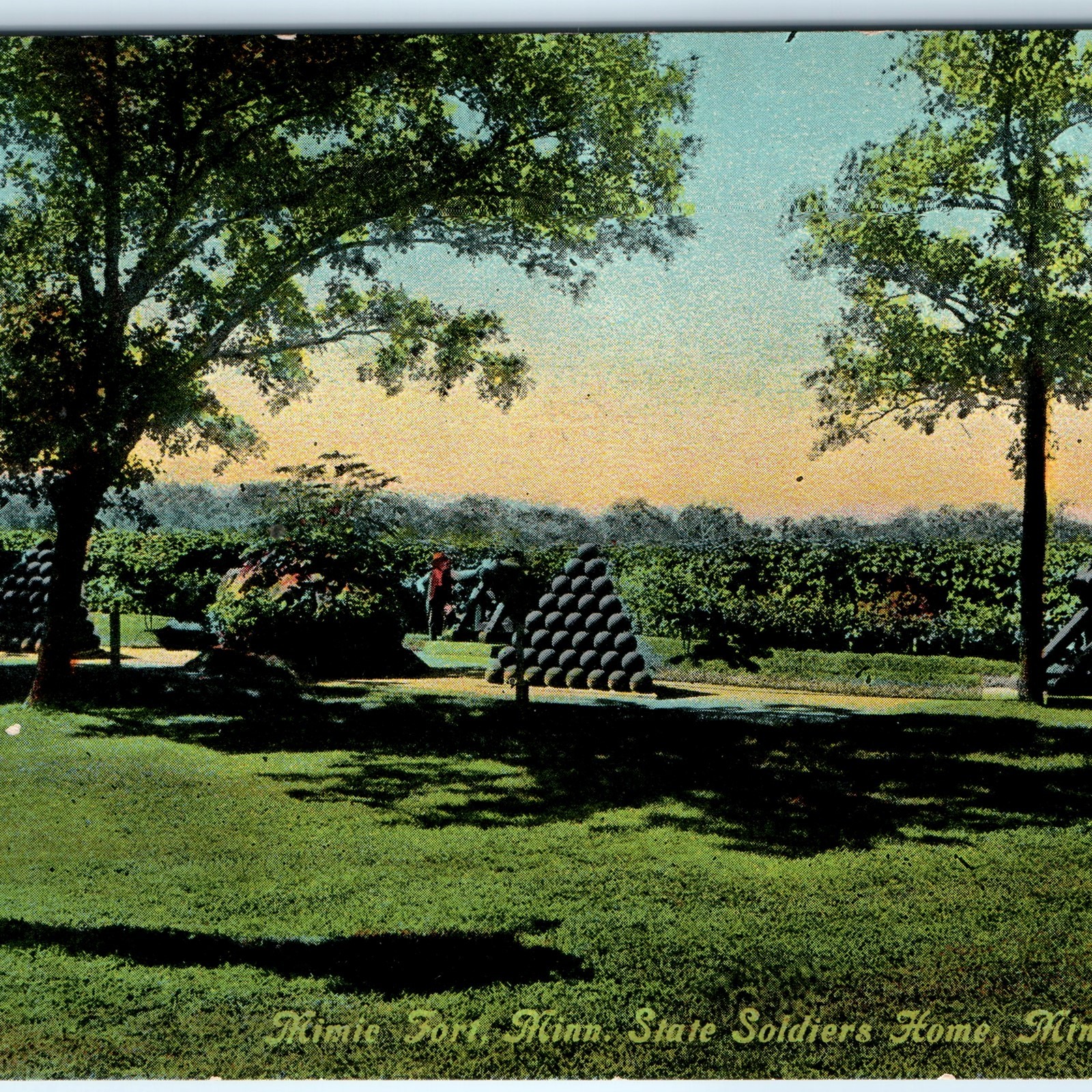 c1910s Minneapolis, MN Mimic Fort State Soldiers Home Cannon Balls Postcard