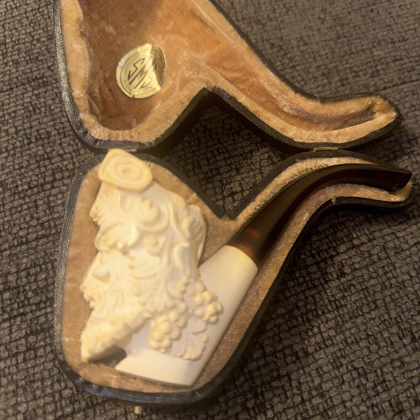 Estate Find Vintage SMS Meerschaum Pipe Head w Case