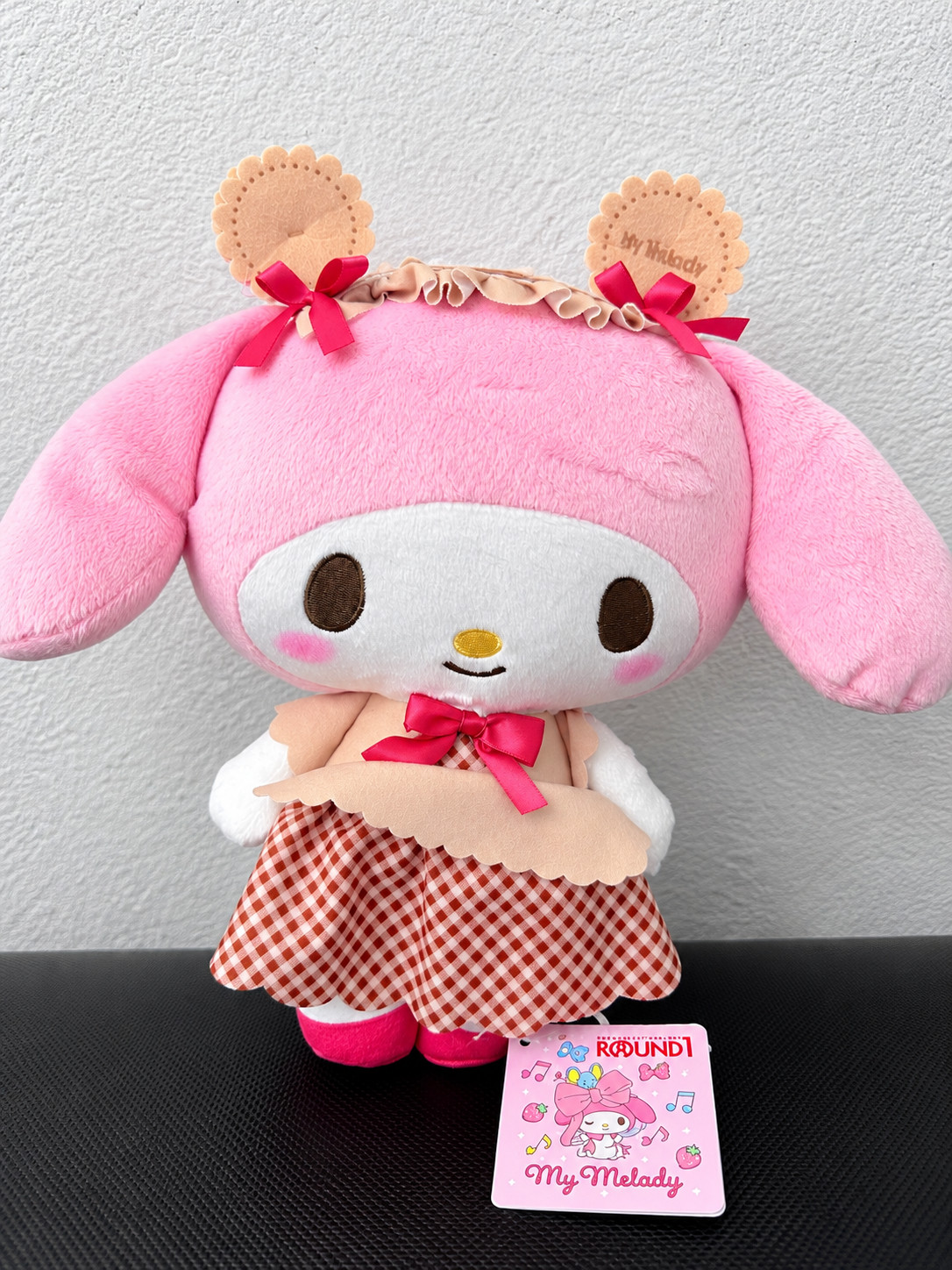 Sanrio My Melody Pink Gingham Dress Plush ROUND1 Exclusive w/ Tags
