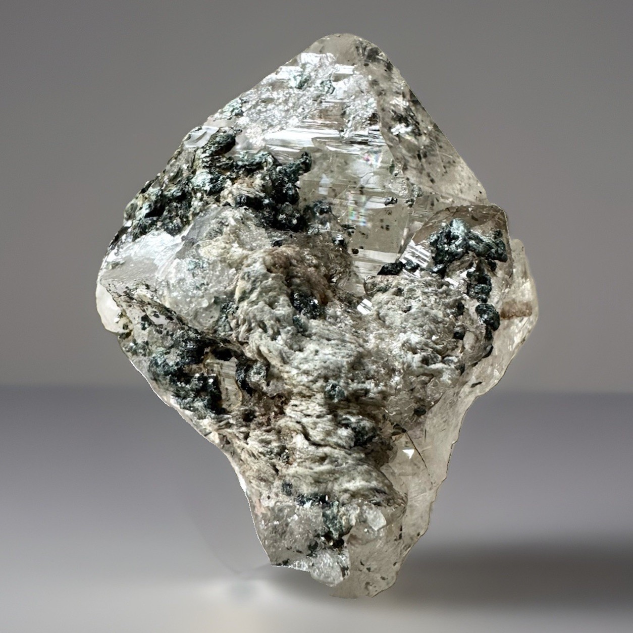“Emerald Cascades” Ganesh Himalayan Green Mica Hematite Phantom Quartz Crystal