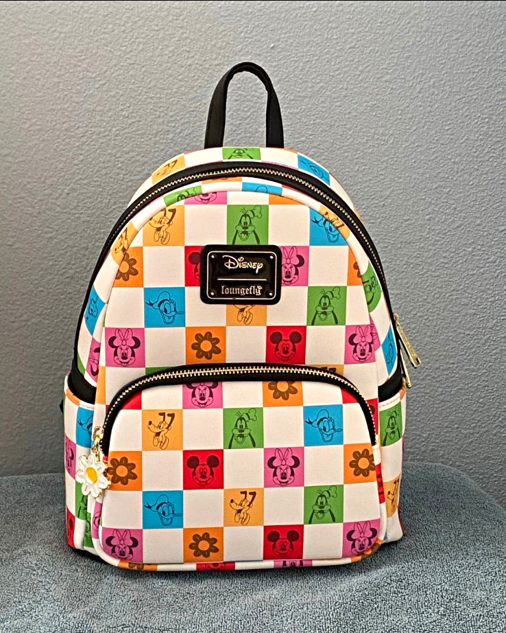 NWT Loungefly Disney Mini Backpack MulticolorChecker Mickey Minnie & Friends