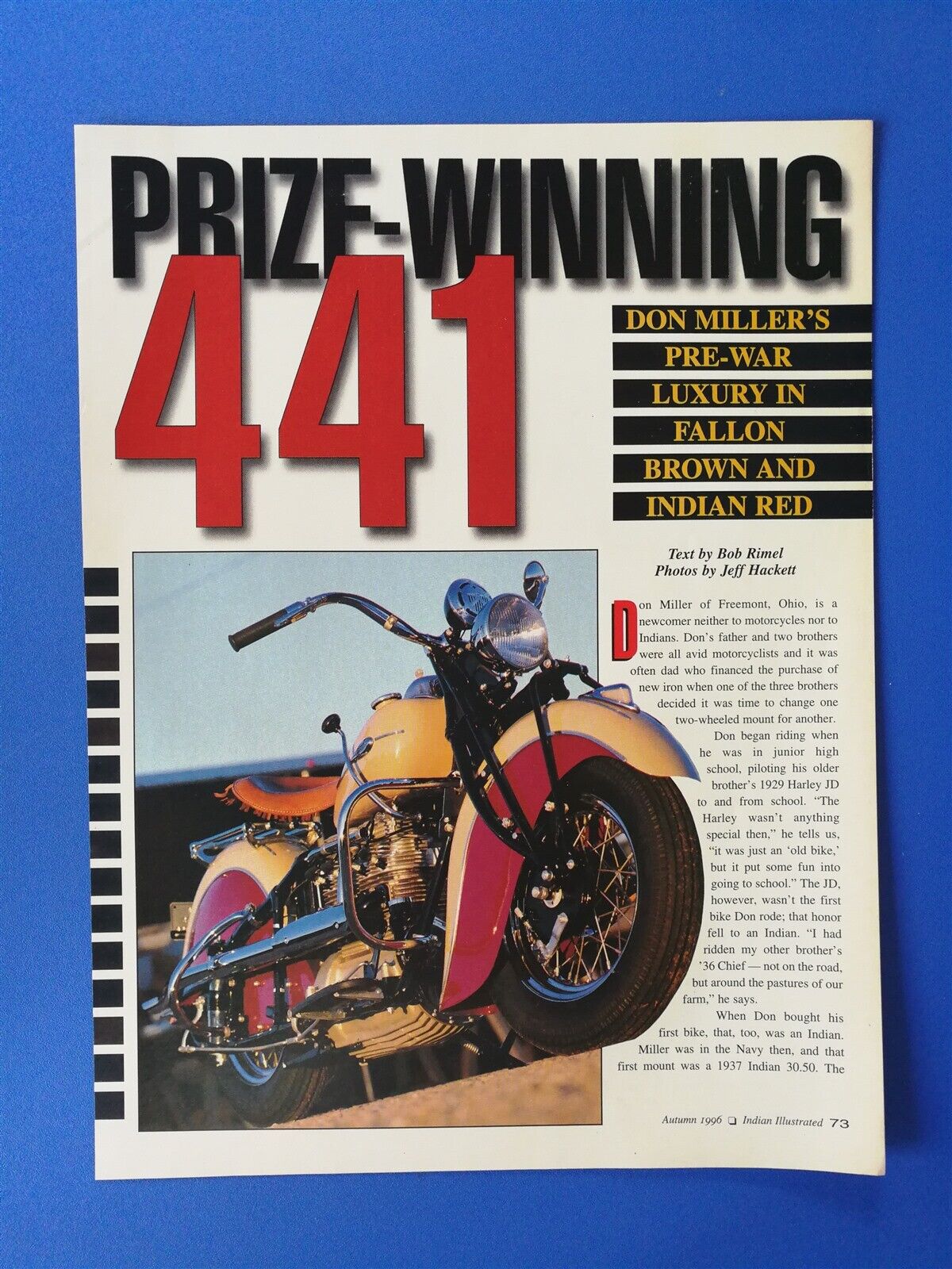 1941 Indian Model 441 Four Motorcycle - Original 5 Page Article