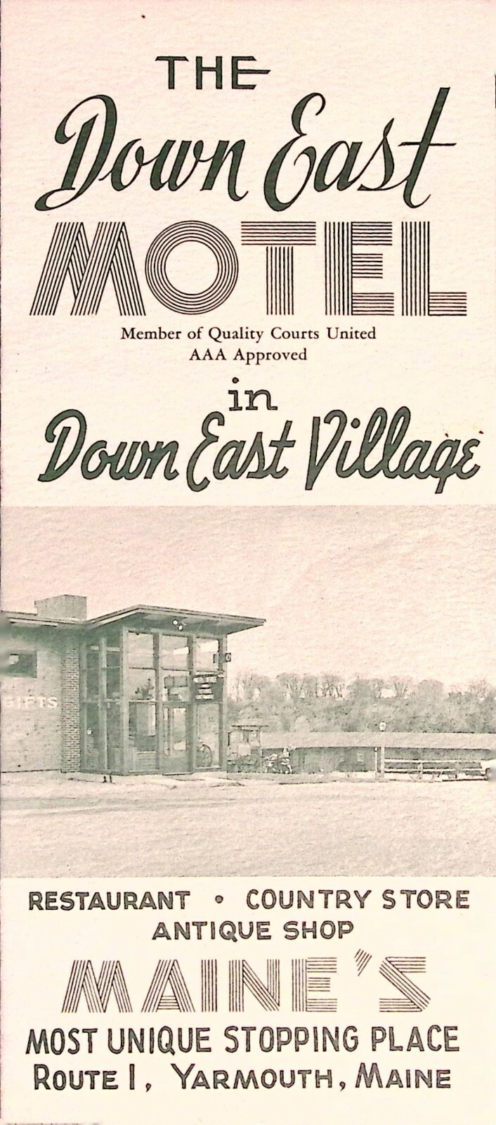 Down East Motel Yarmouth ME Vintage Brochure Pamphlet 1950s