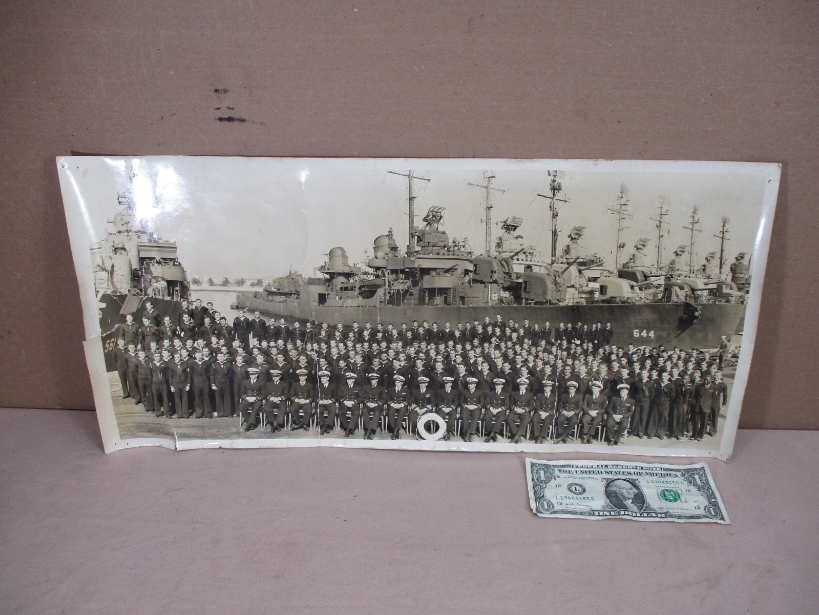 Vtg 1940’s US NAVY B & W Panoramic Photo USS Stembel Destroyer In Battleship Row