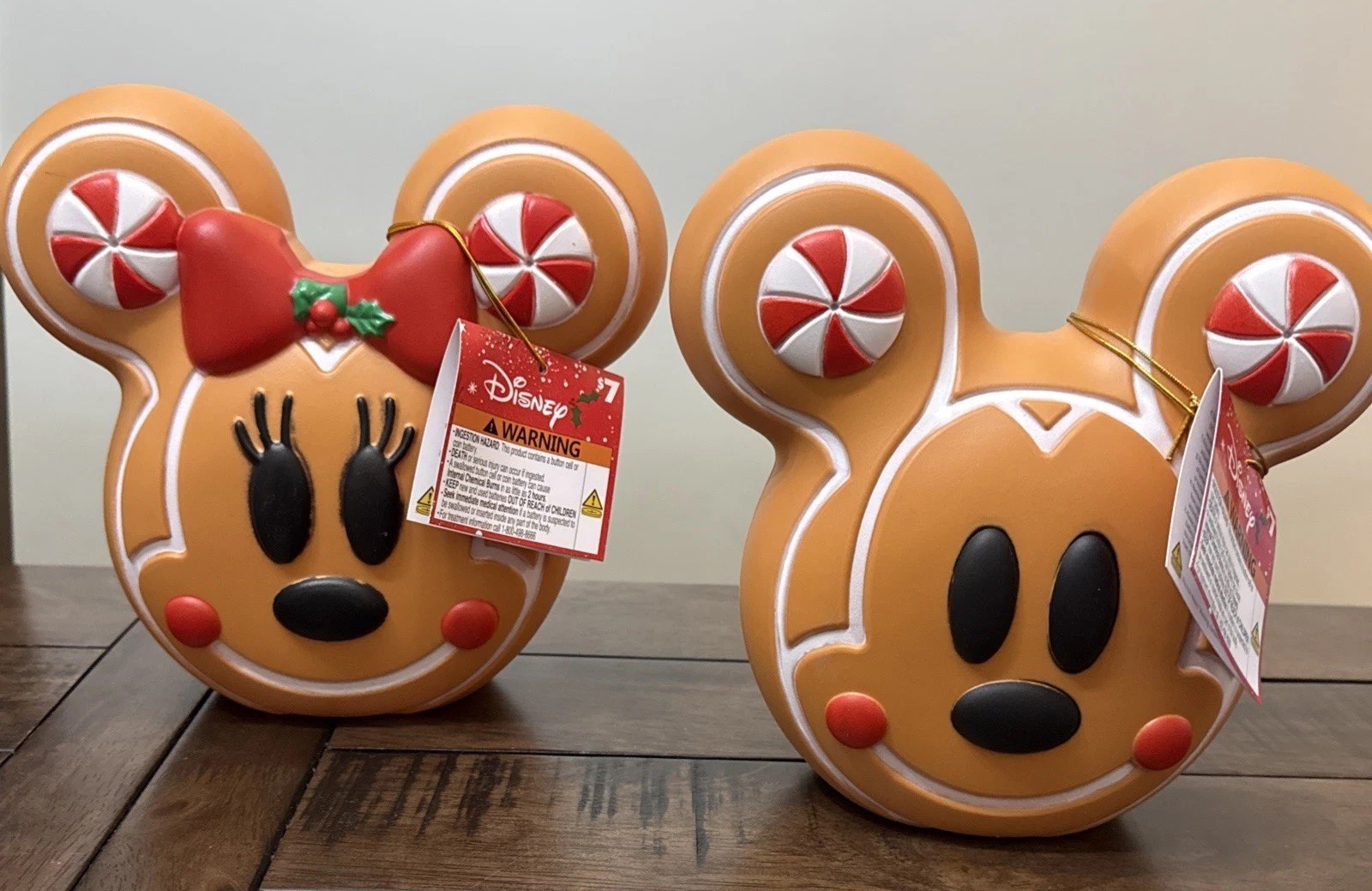 Disney 8” Mickey & Minnie Mouse LIGHT UP Gingerbread Christmas Blow Mold SET/2