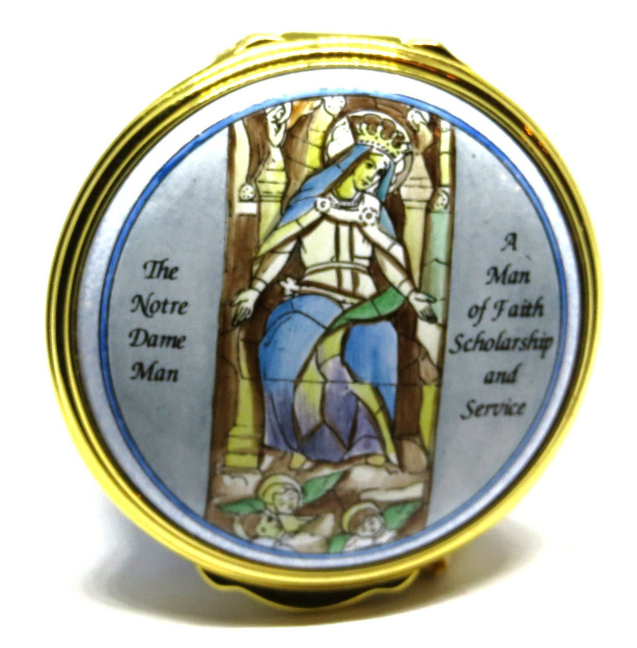 MARY MCLAUGHLIN ENAMEL BOX - NOTRE DAME HIGH SCHOOL FOR BOYS - MIB