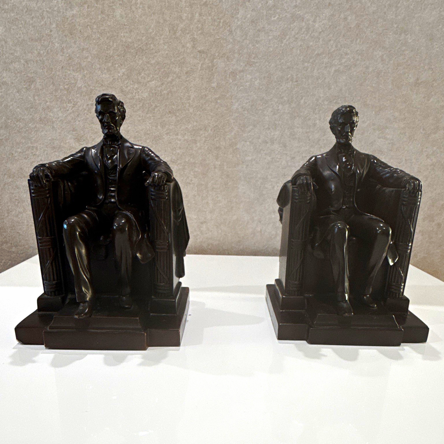 Authentic Antique Jennings Bros. Abraham Lincoln Seated Bookends (Matched Pair)