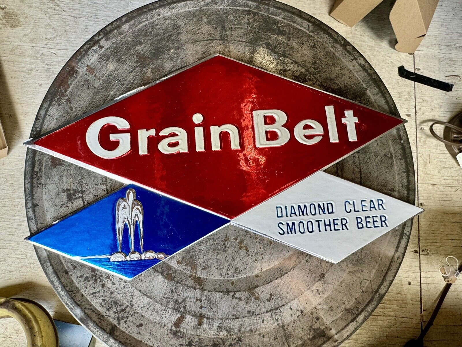 Vintage Grain Belt Beer Sign Foil Over Cardboard Minneapolis  Minnesota Rare