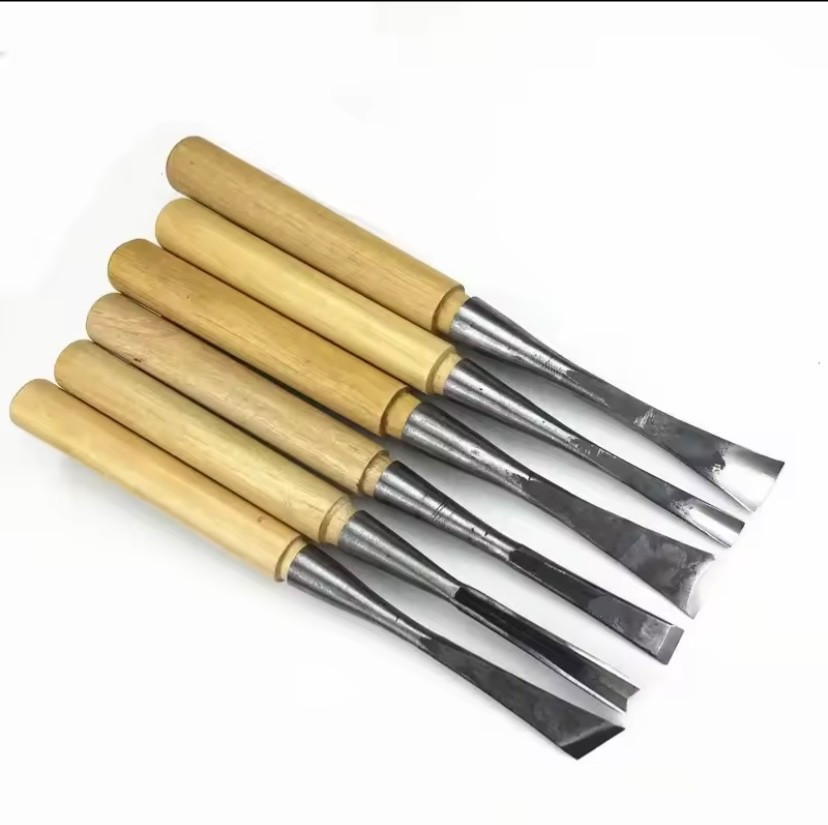 6pc Professional Wood Carving Chisel Set Hand Ground Carbon Steel Gouge Tools