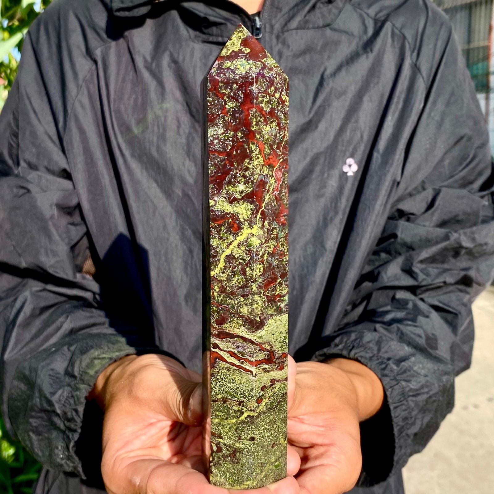 1.58LB Natural Dragon Blood Stone Quartz Crystal Obelisk Wand point Healing