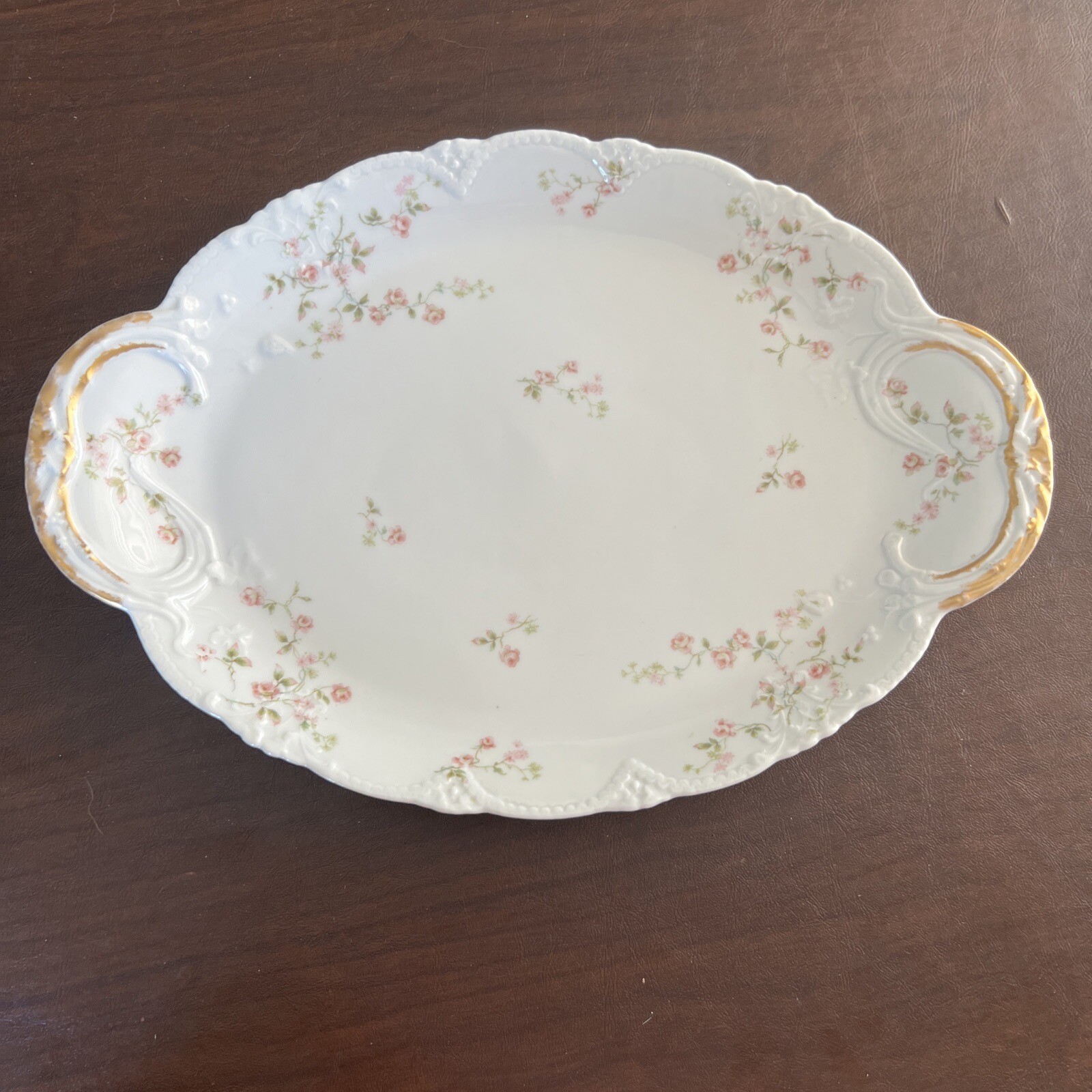 Limoges TH Pink Roses, Harrison Rose? Oval Serving Platter 14” Beautiful