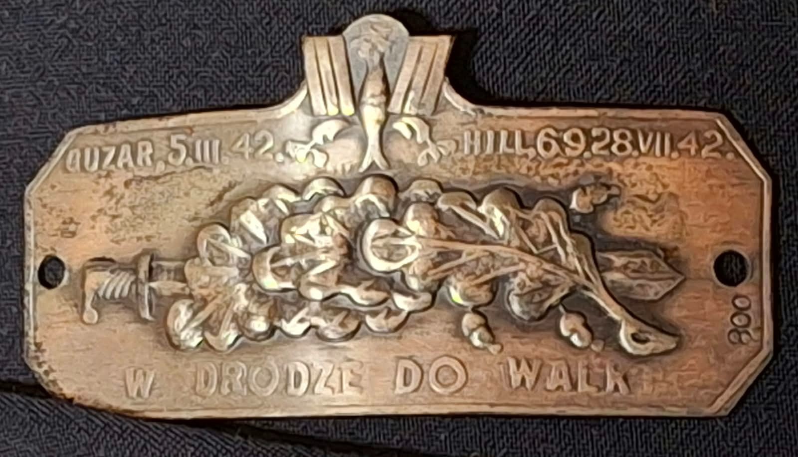 WWII Polish 2nd Corps Anders Army 2nd Armored Brigade Silver 800 Plaque Hill 69