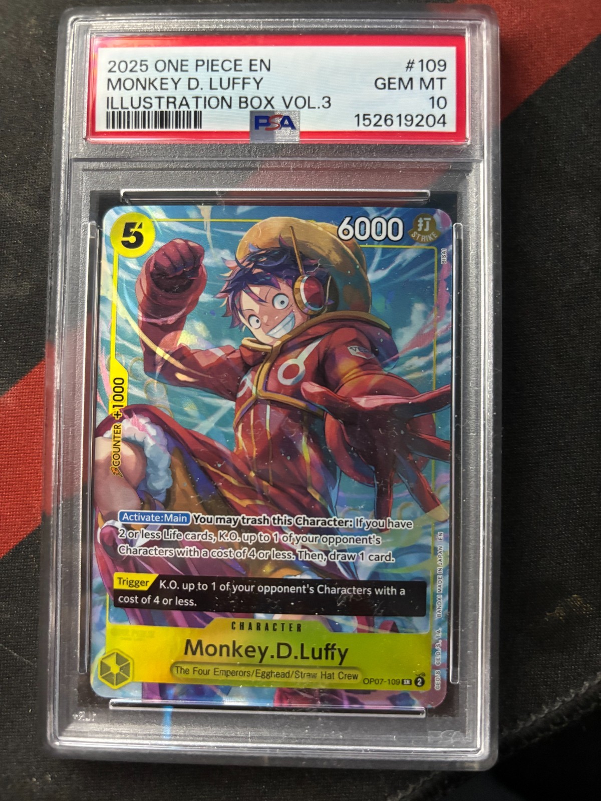2025 ONE PIECE PROMOS ILLUSTRATION BOX VOL.3 #109 MONKEY D. LUFFY PSA 10