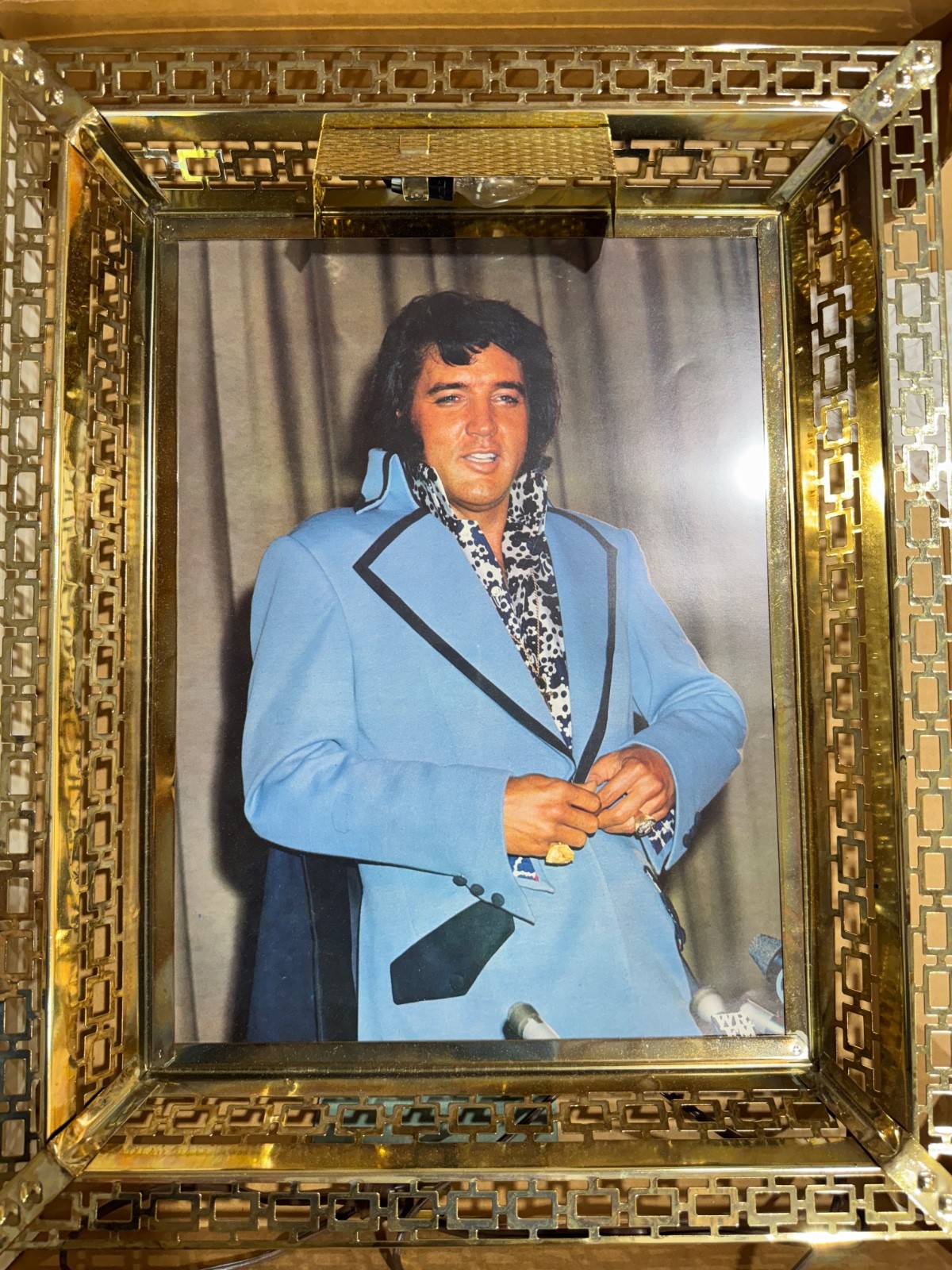 VINTAGE 1970\'S ELVIS PRESLEY LIGHTED FRAME LAMP J&L MIRROR NOVELTY Co. w/BOX
