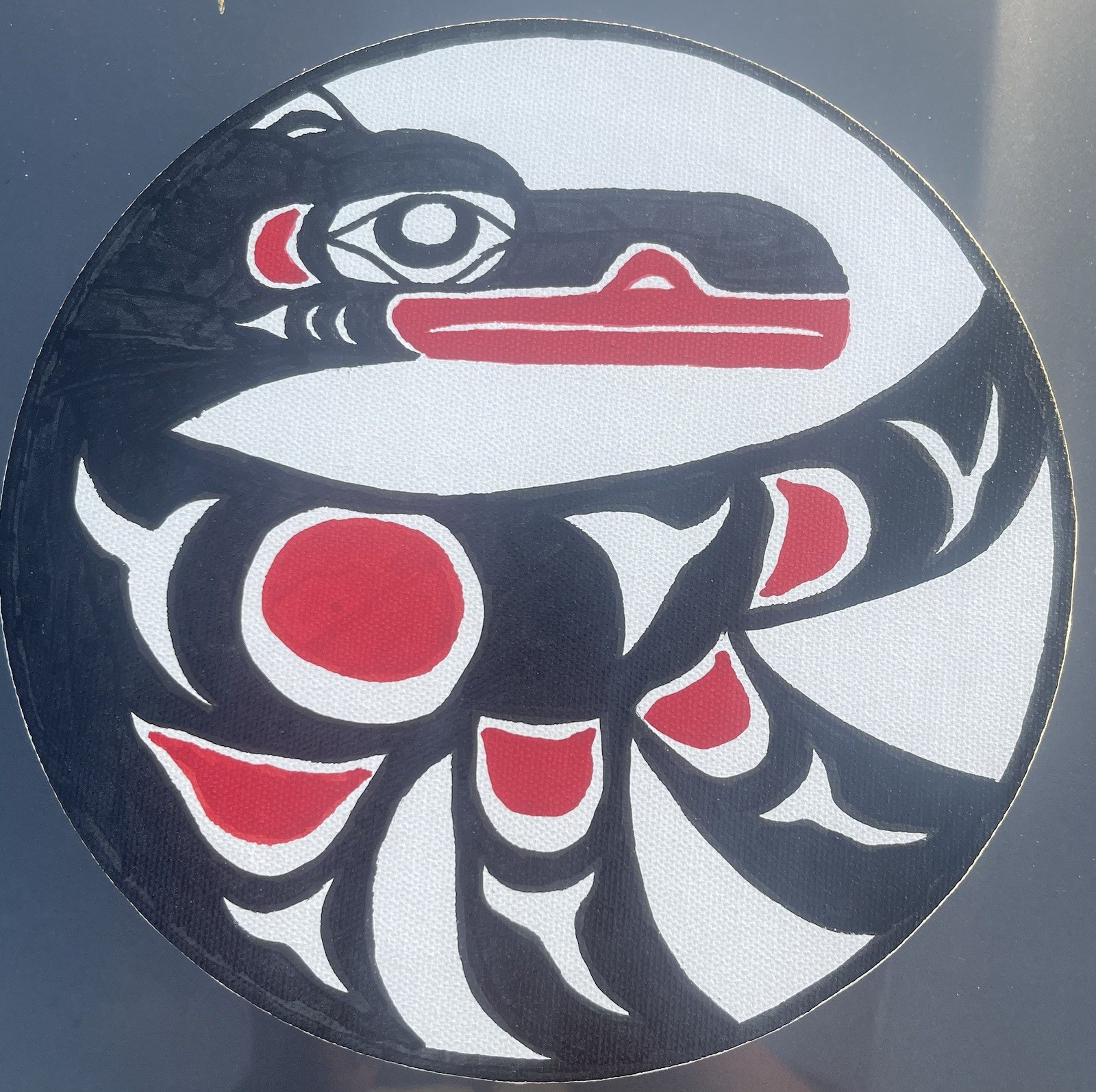 Pacific Northwest Native American Round Canvas Painting