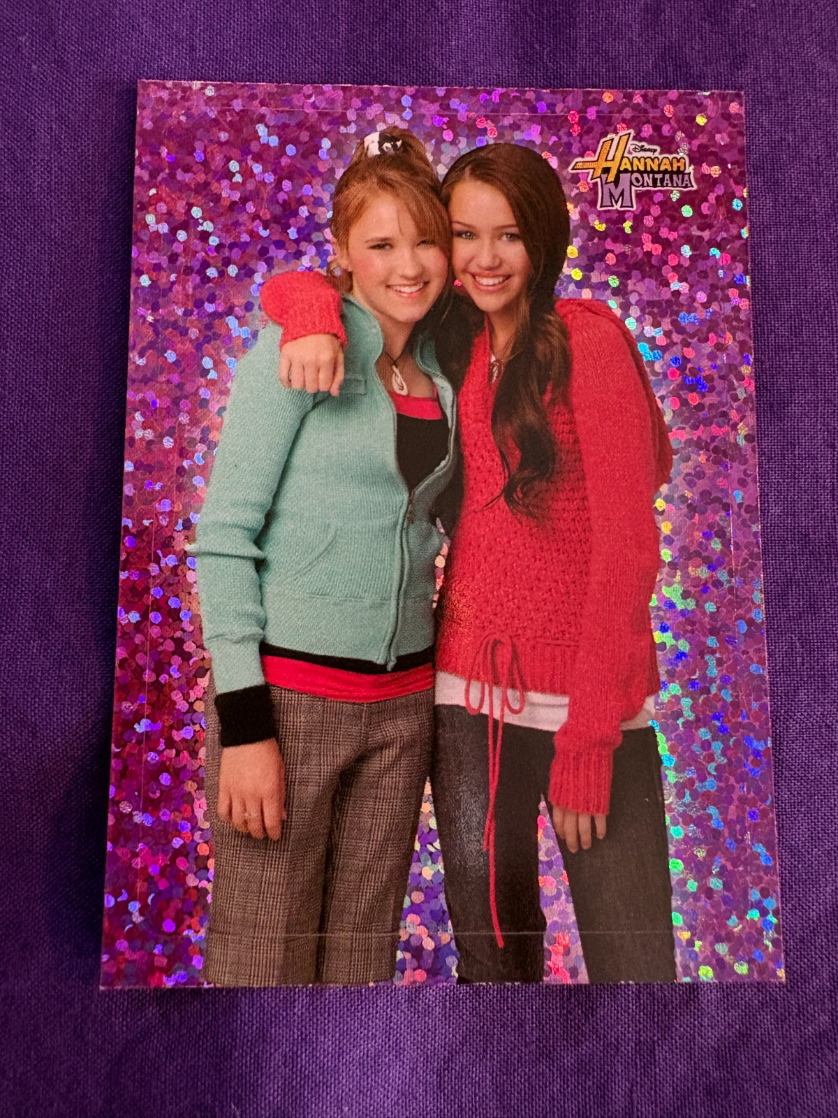 HANNAH MONTANA 2008 TOPPS DISNEY POP STARS QUIZ GLITTER CARD #5 RAREEE
