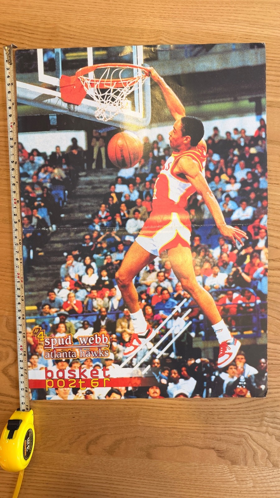 Spud Webb Atlanta Hawks Vintage Basket Poster NBA Slam Dunk Rare 15x20