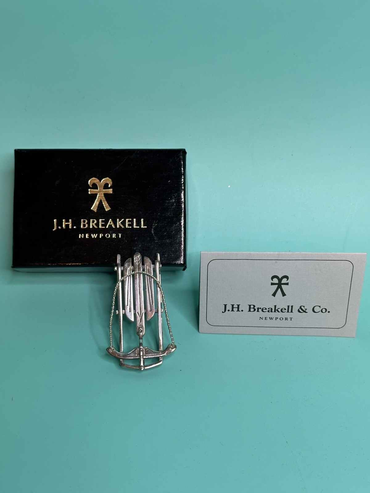 J. H. Breakell Sterling Silver Sled Christmas Ornament