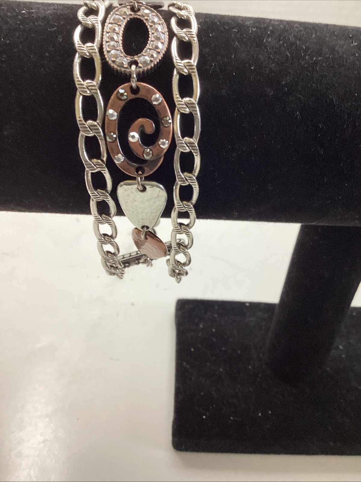 8.5” BRIGHTON DESIGNER LINK TWO TONE WOMENS LINK BRACELET MARKED
