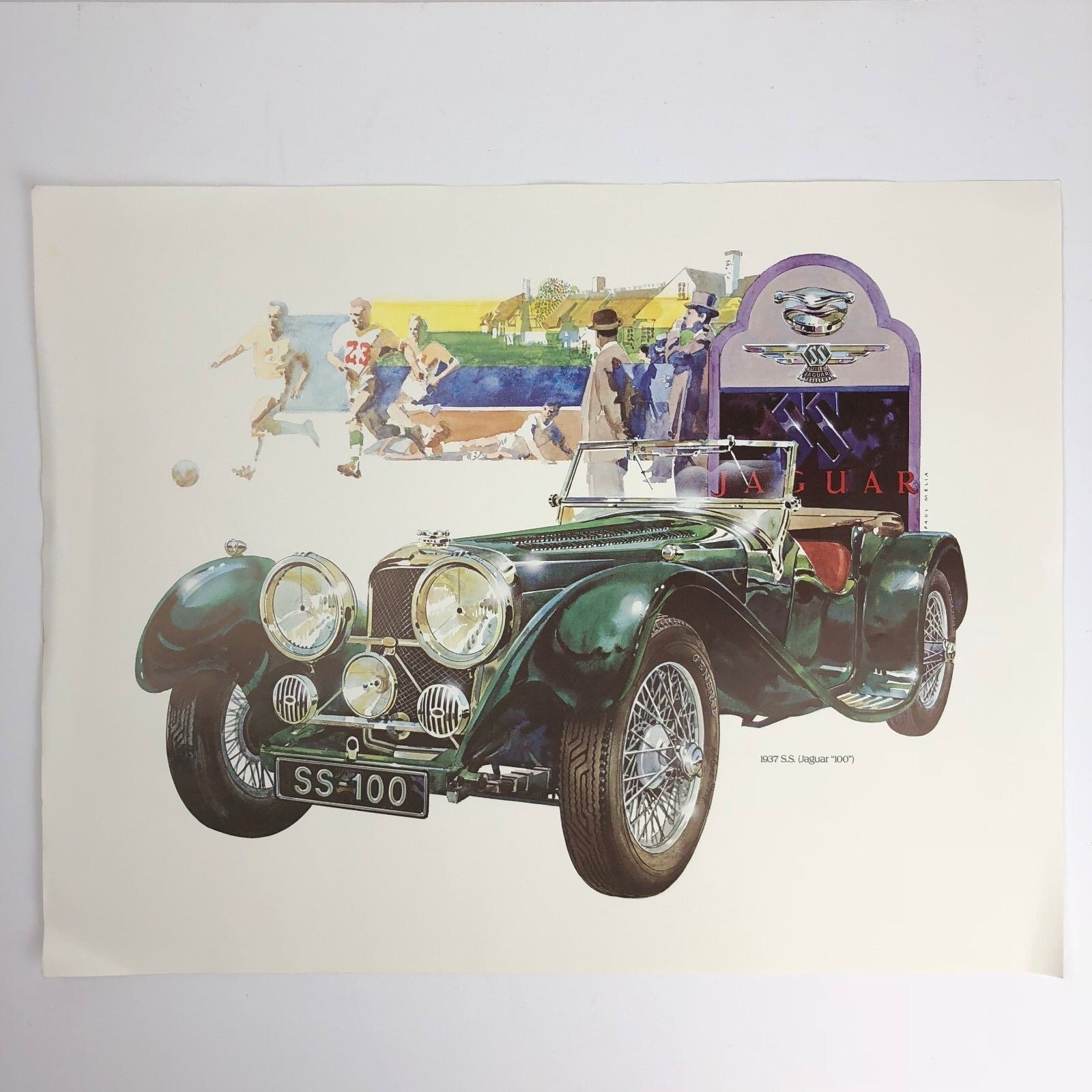 Vintage Paul Melia Car Print / Poster - 1937 S.S. (Jaguar 