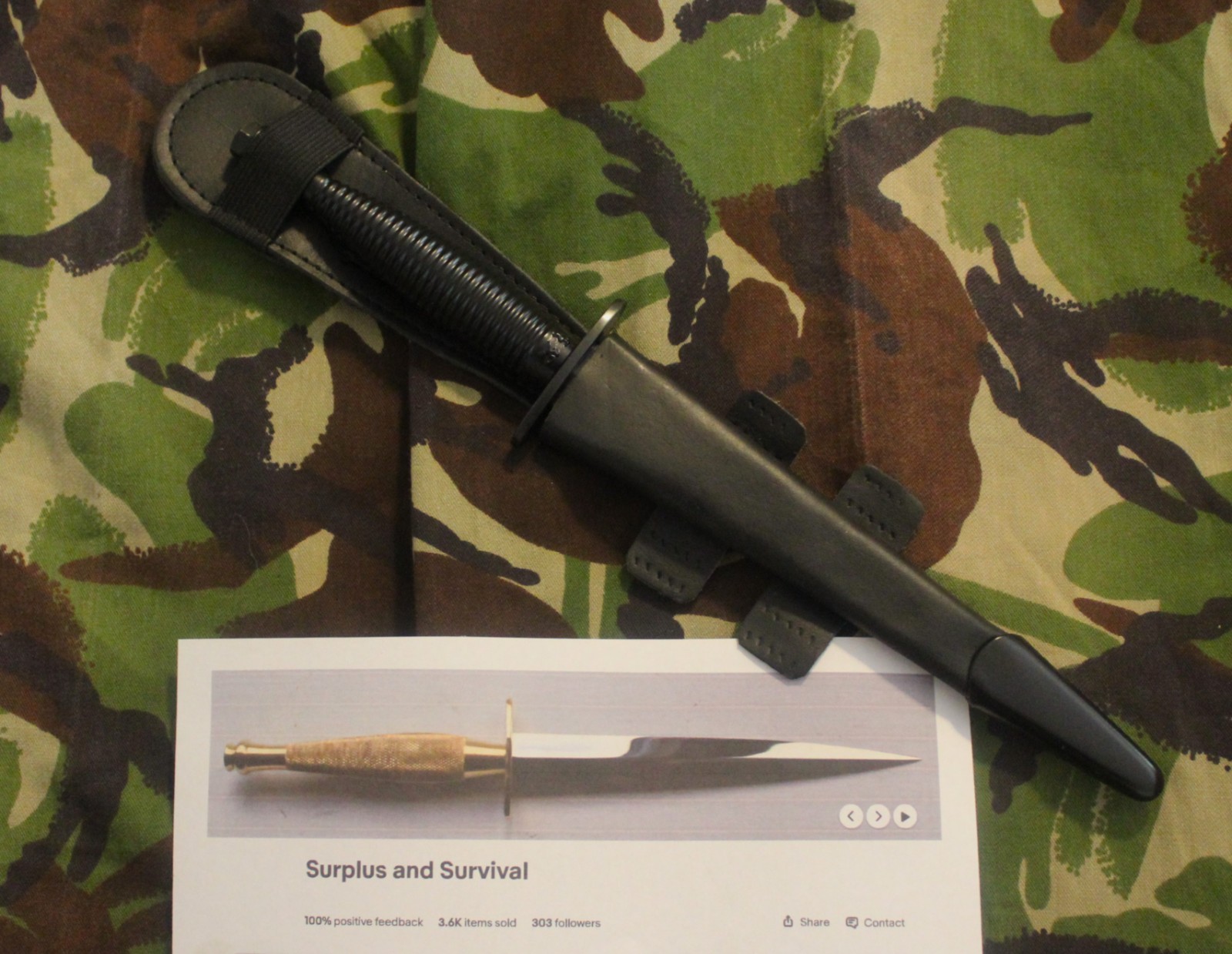 Genuine British Army FS Commando knife, 3rd pat. J. Nowill, made in Sheffield
