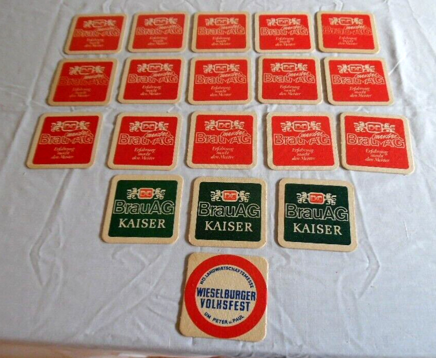 VINTAGE DRINK / BEER CARDBOARD MEISTER BRAUAG & BRAUAG KAISER COASTERS-LOT 19