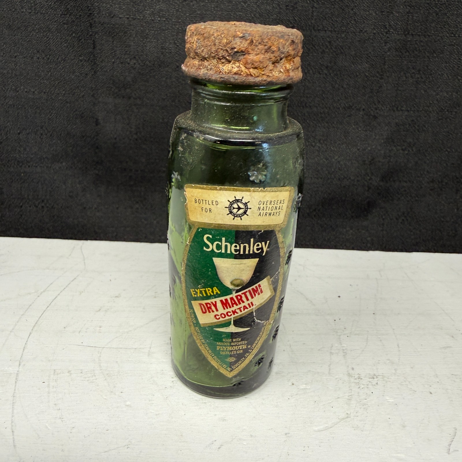 VTG Schenley Dry Martini Small Airplane Style Bottle Rare Rusty VTG Schenley Dry Martini Small Airplane Style Bottle Rare Rusty