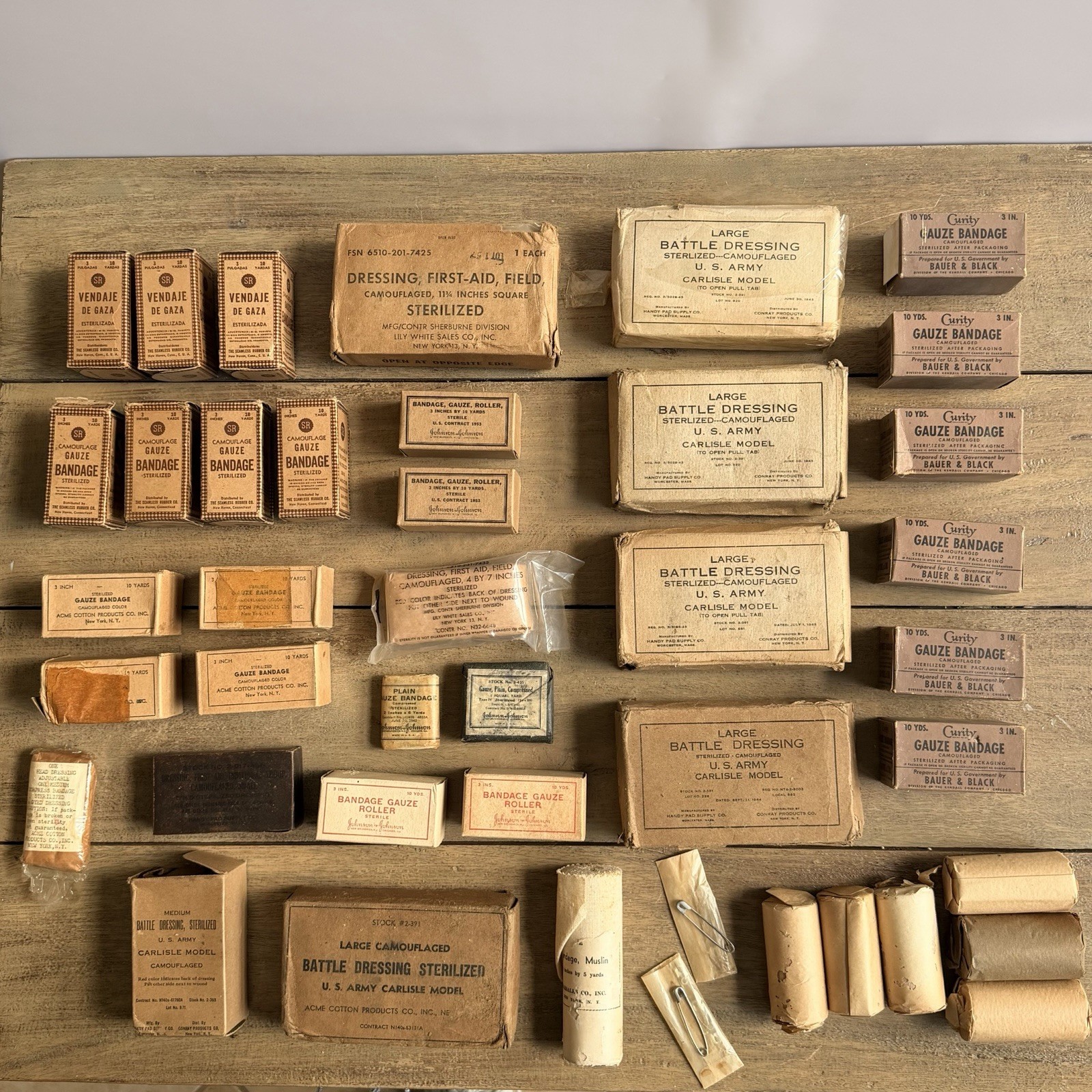 WWII WW2 US Army Battle Dressing Bandages First Aid W/other Vintage Items 1940s